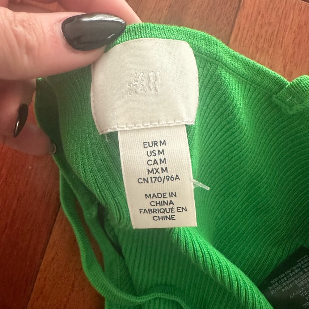 Green Ribbed Knit Halter Top Medium - Picture 5 of 5
